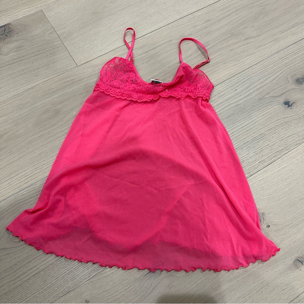 Victoria’s secret hot pink lace baby doll night gown